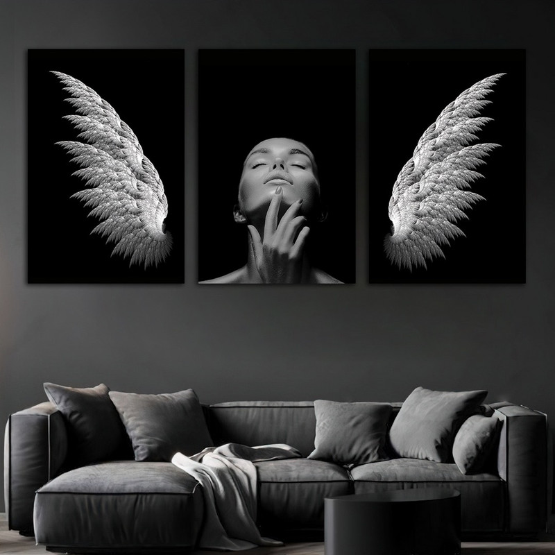 تابلو شاسی دنیای قابطرح بال پرواز و فرشته مدل SH-796 مجموعه 3 عددی | دنیای قاب