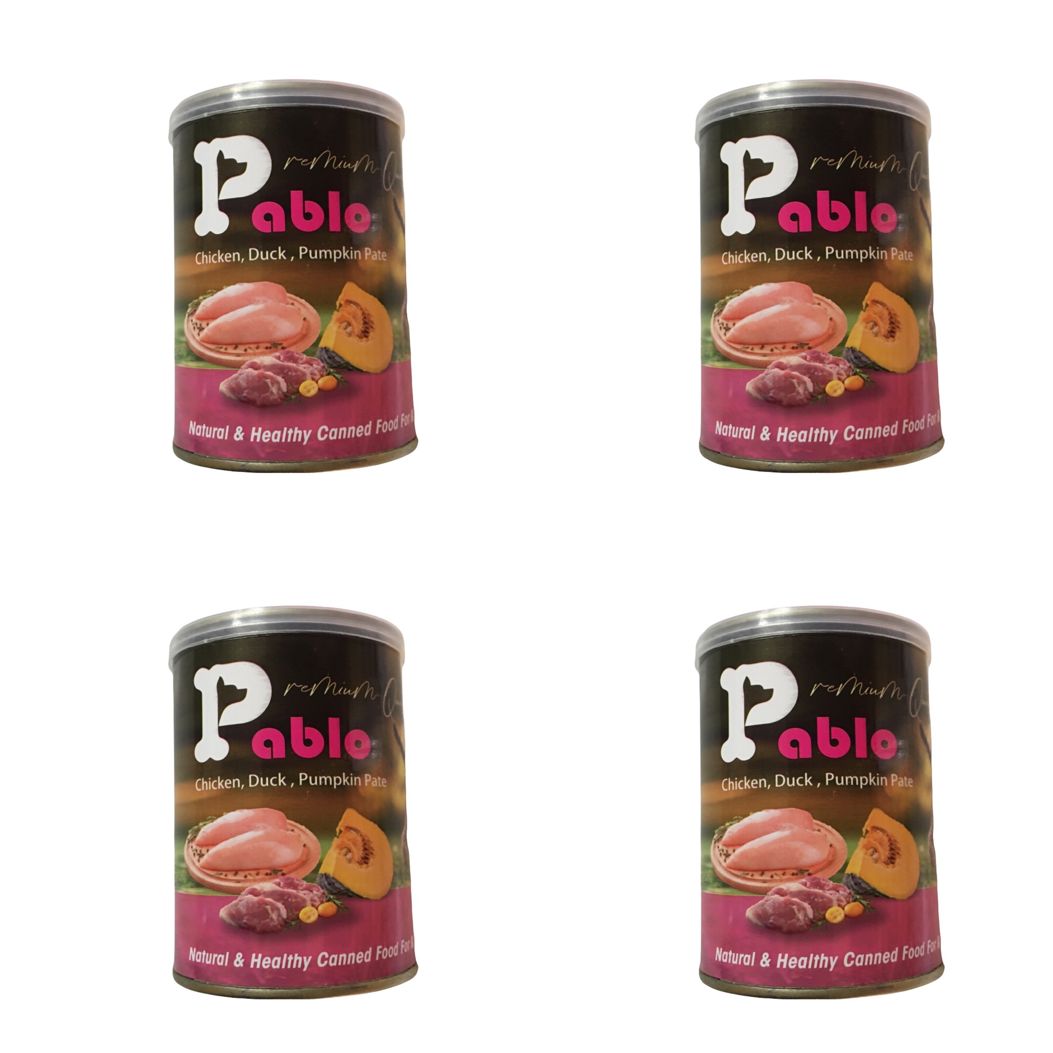 کنسرو غذای گربه پابلو مدل مرغ و گوشت اردک و کدو تنبل وزن 1600 گرم بسته 4 عددی