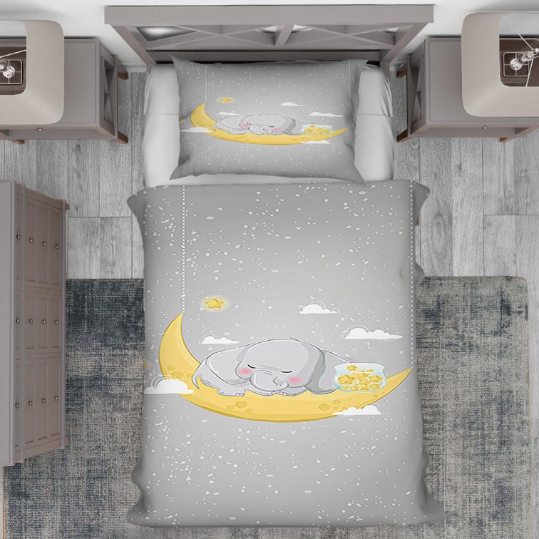 روتختی نوزاد طرح ماه و فیل طوسی  PK-5004