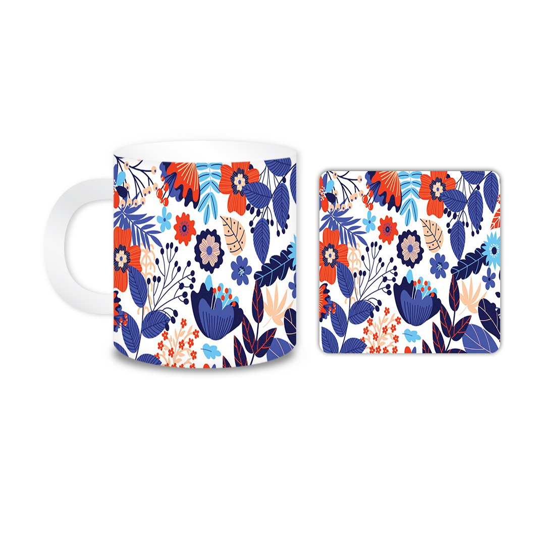 ماگ مدل گل کد 688 به همراه زیر لیوانی