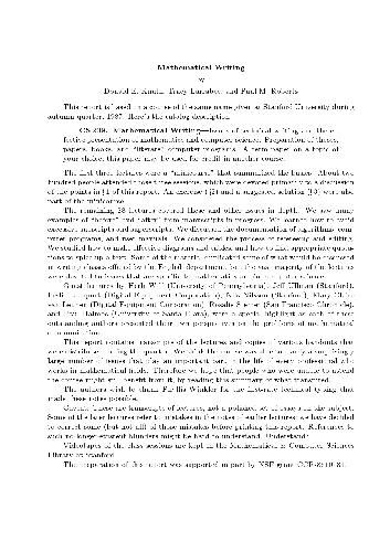 خرید و دانلود نسخه کامل کتاب Mathematical writing