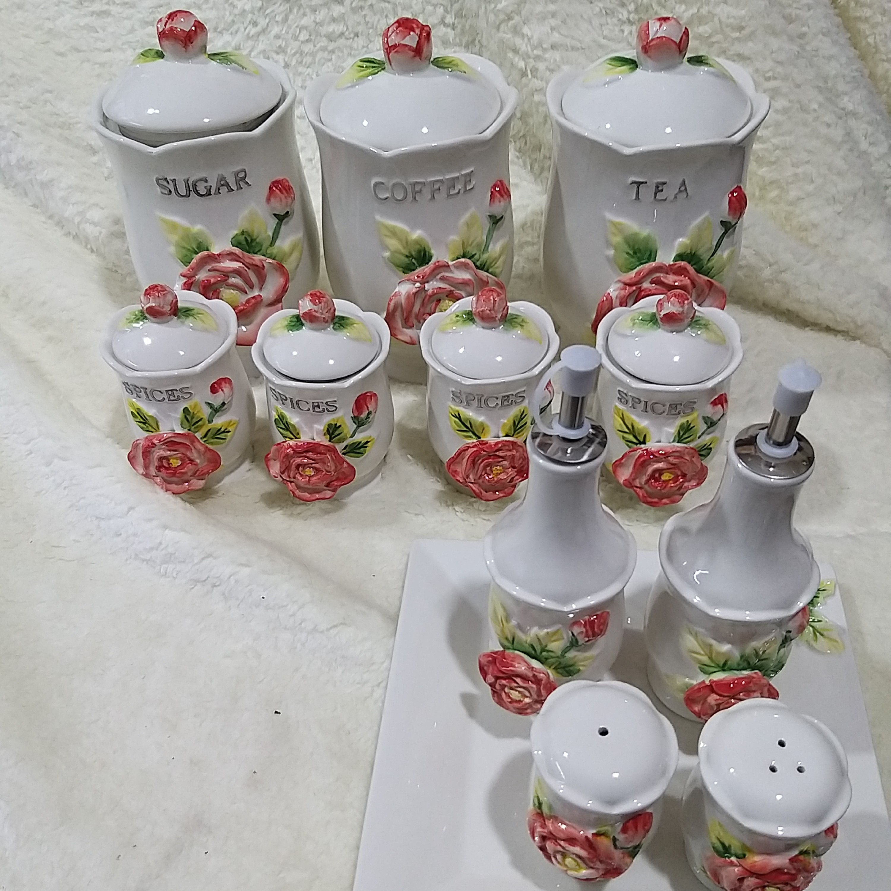 پا سماوری سرامیکی گل برجسته 12 پارچه درجه یک