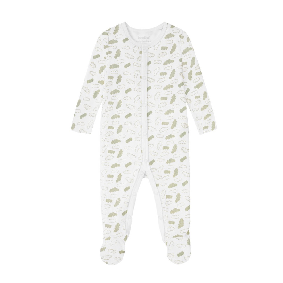 سرهمی تمام پنبه  نوزادی جلو دکمه ای جورابدار 6تا9ماه لوپیلو ابری کوچولوشاپ