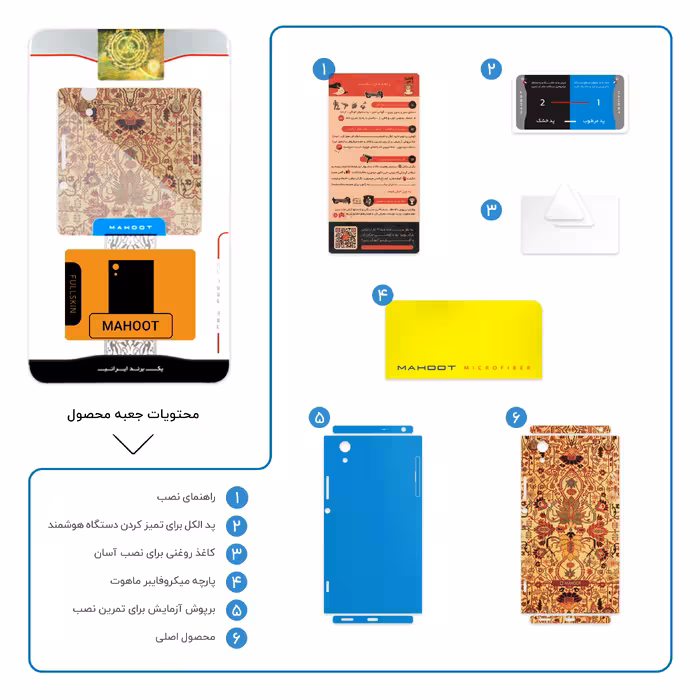 برچسب پوششی ماهوت مدل Persian-Carpet-Yellow-FullSkin مناسب برای گوشی موبایل سونی Xperia XA1