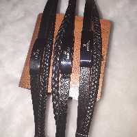 دستبند چرمی پلاک دار دو ردیف یکیش بافته