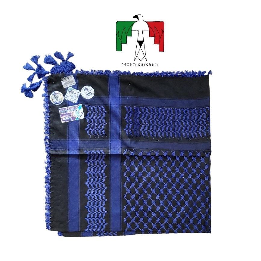 چفیه عربی ساخت هند اعلا آبی تیره چفیه هندی درجه یک چفیه عربی آبی تیره چفیه کوهنوردی چفیه استتار شال عربی نخی خنک