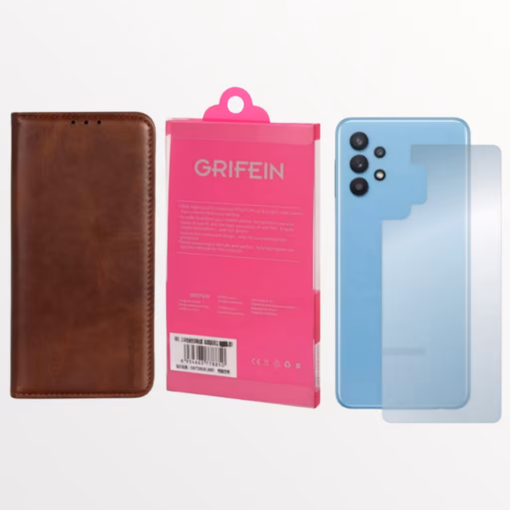 کیف کلاسوری گریفین مدل Detail Design Unique مناسب برای گوشی موبایل سامسونگ Galaxy A13 4G به همراه محافظ پشت گوشی