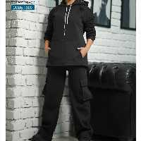 ست هودی شلوار کارگو قواره دار جنس پارچه دورس ضخیم داخل کرک فری سایز