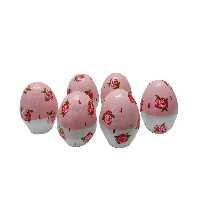 تخم مرغ سفالی مدل  طرح گل سرخی بسته 6 عددی