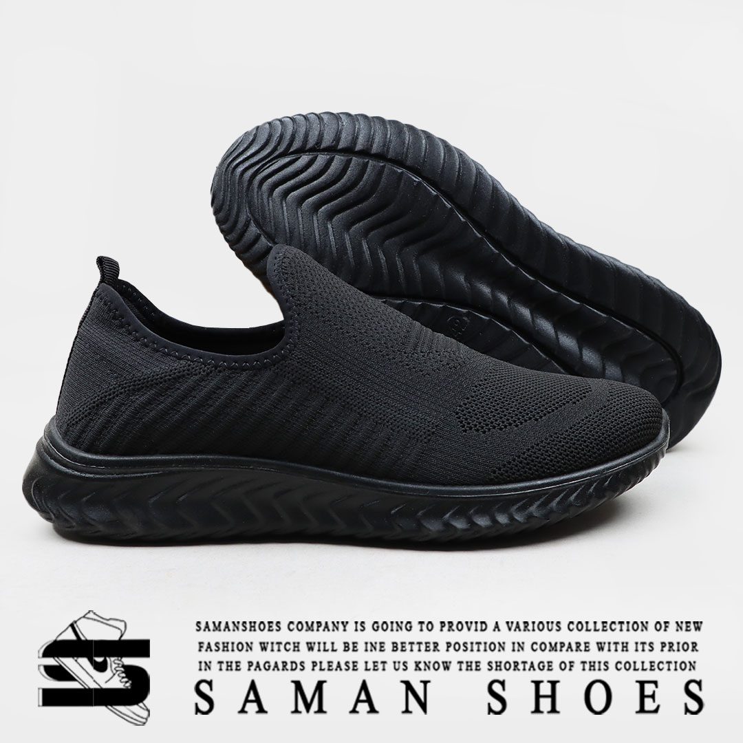 کفش جورابی تمام سیاه مناسب استفاده روزمره و پیاده‌روی