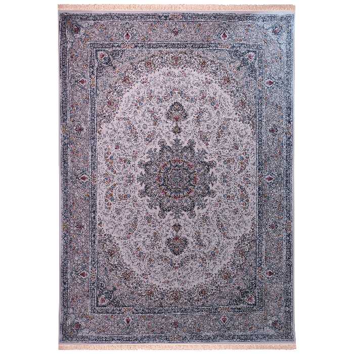 فرش ماشینی زمرد مشهد مدل 55007 زمینه کرم