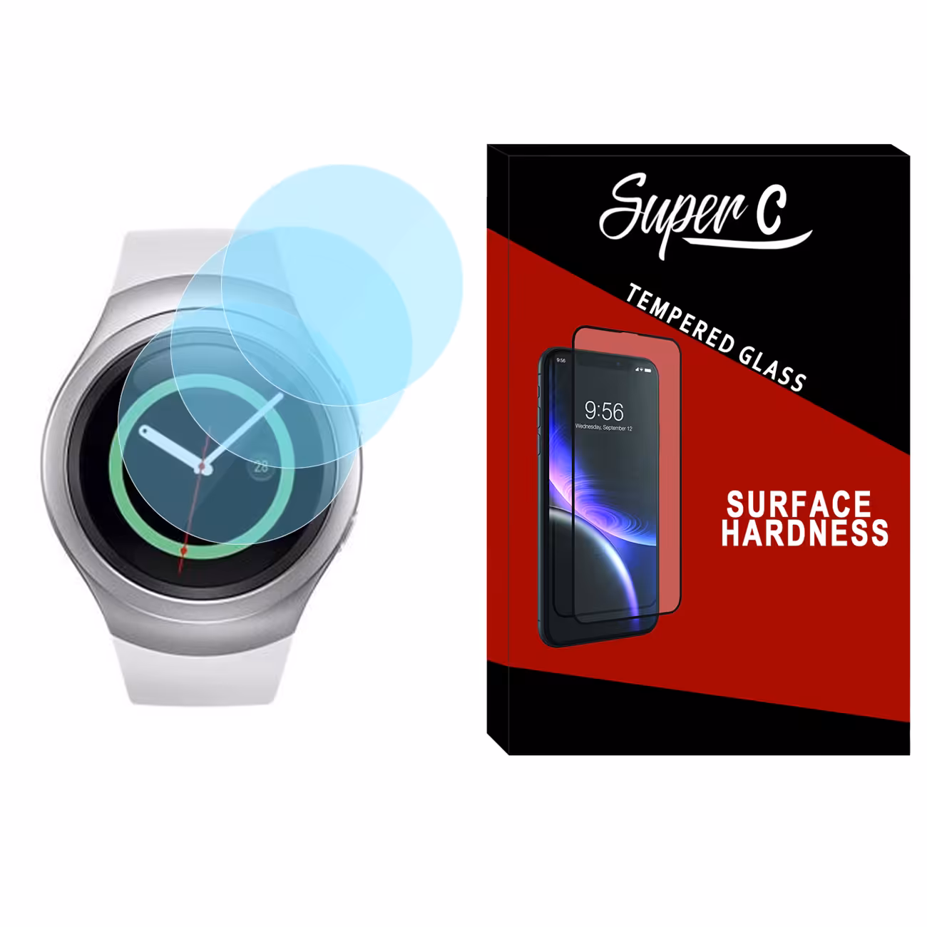 محافظ صفحه نمایش شیشه ای سوپرسی مدل SH-SC مناسب برای ساعت هوشمند سامسونگ Galaxy Watch Gear S2 بسته سه عددی