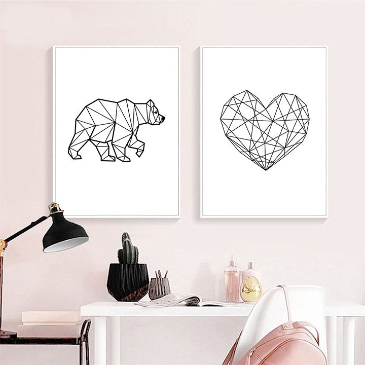 تابلو دکوراتیو مدل خرس لاین آرت کد TC19 مجموعه 2 عددی | دنیای قاب