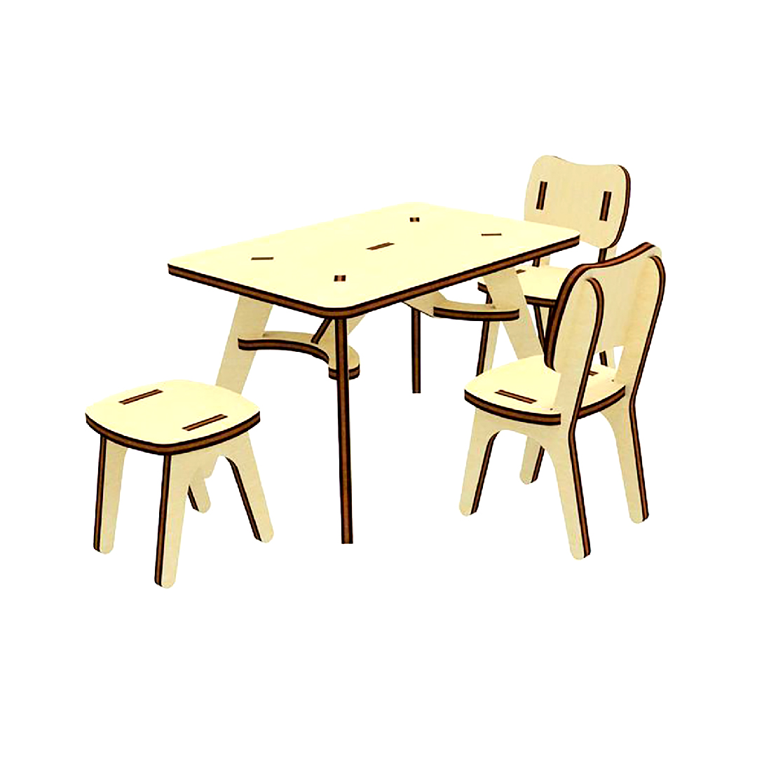 ماکت دکوری مدل میز و صندلی کد 70-43 مجموعه 4 عددی