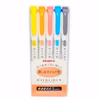 ماژیک علامت گذار دو سر زبرا مدل Mildliner طرح Friendly Colors بسته 5 عددی