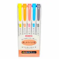 ماژیک علامت گذار دو سر زبرا مدل Mildliner طرح Friendly Colors بسته 5 عددی