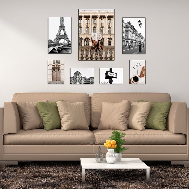 تابلو شاسی دنیای قابطرح منظره شهری و برج ایفل  مدل SH-497 مجموعه 7 عددی | دنیای قاب