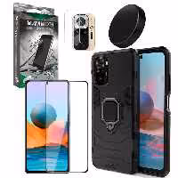 کاور ماموت مدل M-GHB-BNDL مناسب برای گوشی موبایل شیائومی Redmi Note 10 به همراه محافظ صفحه نمایش و محافظ لنز دوربین و پایه نگهدارنده آهنربایی