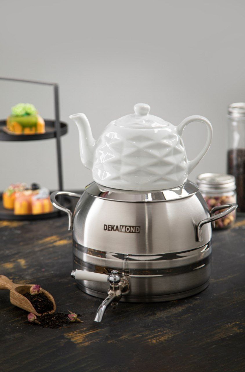 کتری قوری دکاموند کف چدن نقره ای مات کد 6042