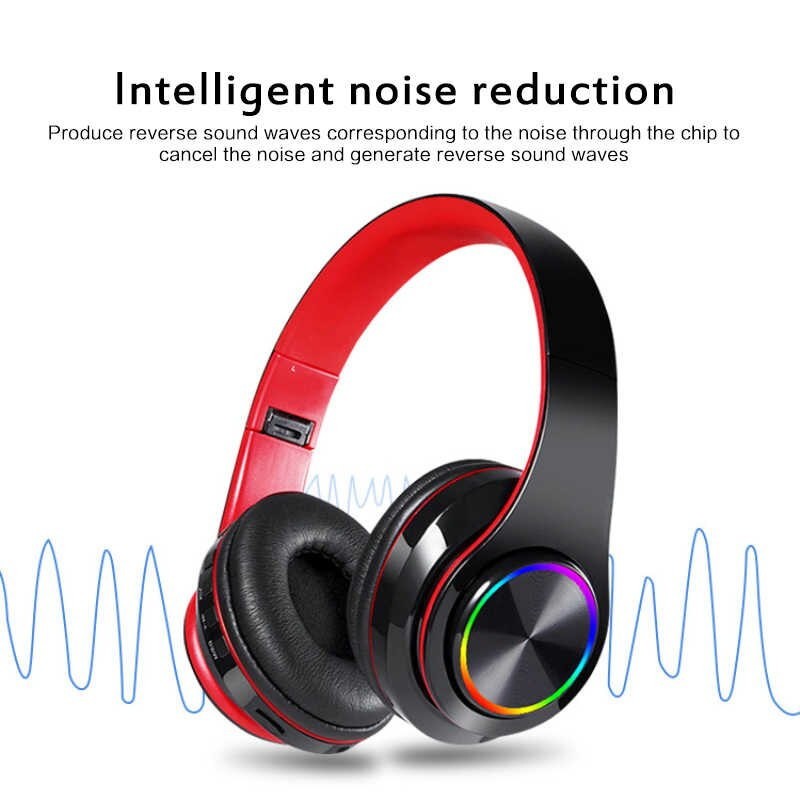 هدفون بلوتوثی B39 مدل پلاس مناسب موزیک و گیمینگ و ورزش دارای نور RGB طراحی زیبا
