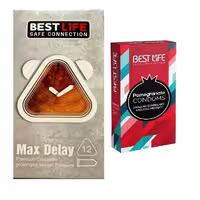 کاندوم بست لایف مدل Max Delay بسته 12 عددی به همراه کاندوم بست لایف مدل Pomegranate بسته 12 عددی