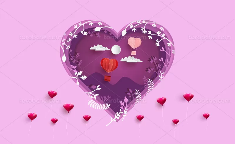 وکتور عاشقانه روز ولنتاین رنگی | گرافیک با طعم تربچه