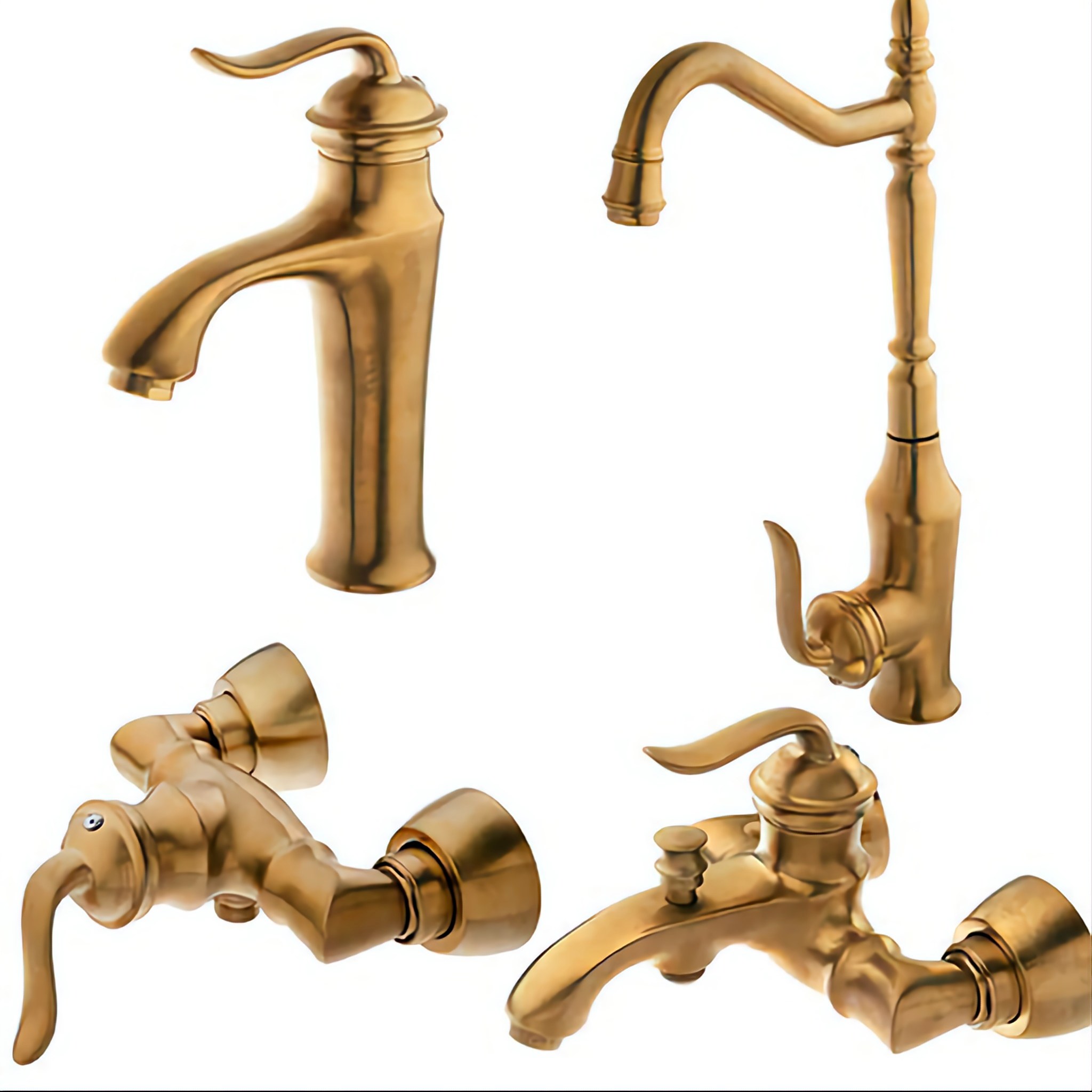 ست 4 تیکه شیرآلات بامبو طلا مات