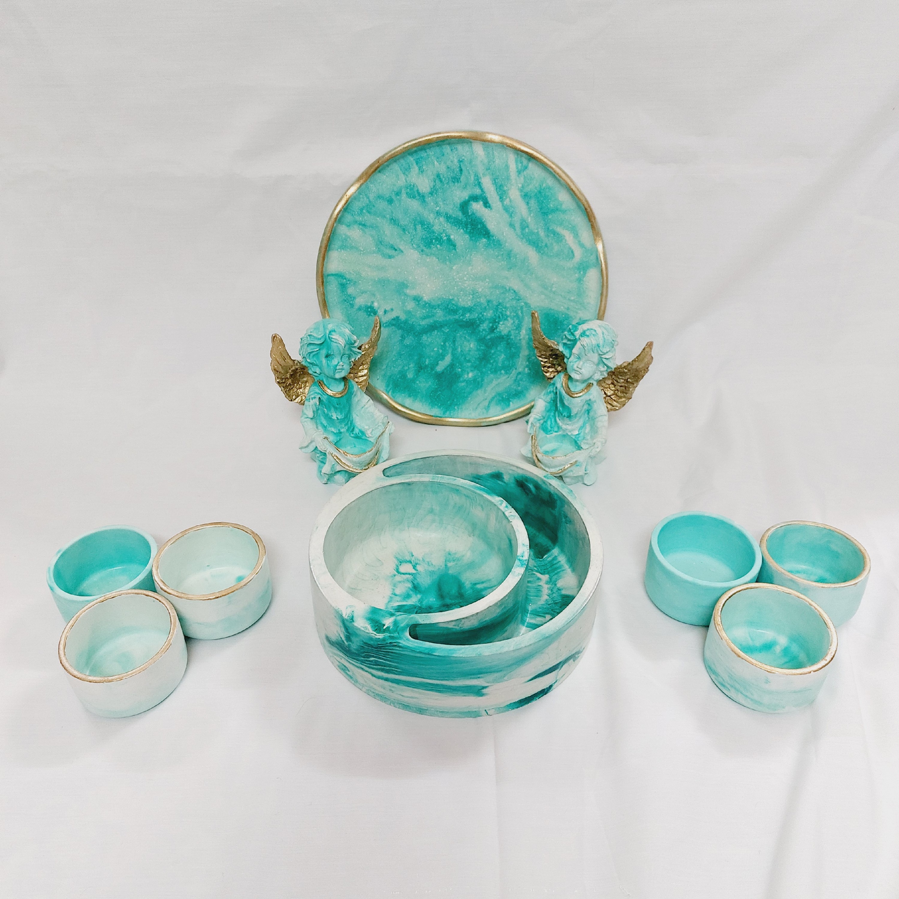 هفت سین مدل جدید ابروباد سبز و سفید با طلایی