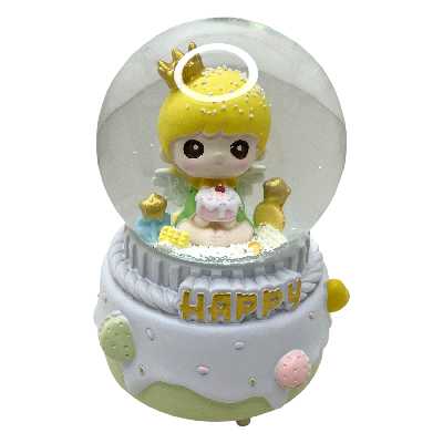 گوی موزیکال مدل HAPPY طرح دختر تاج به سر کد B387