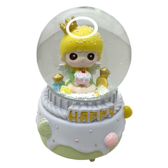 گوی موزیکال مدل HAPPY طرح دختر تاج به سر کد B387