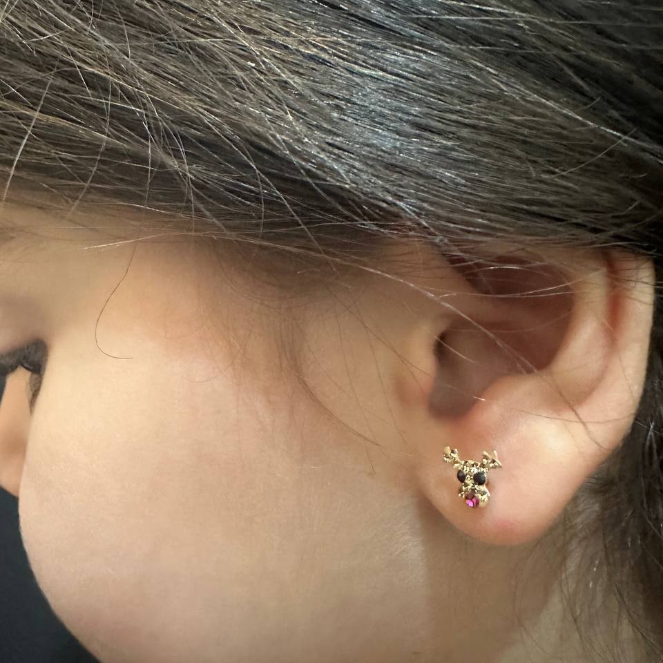 گل گوش نقره 925 طرح گوزن