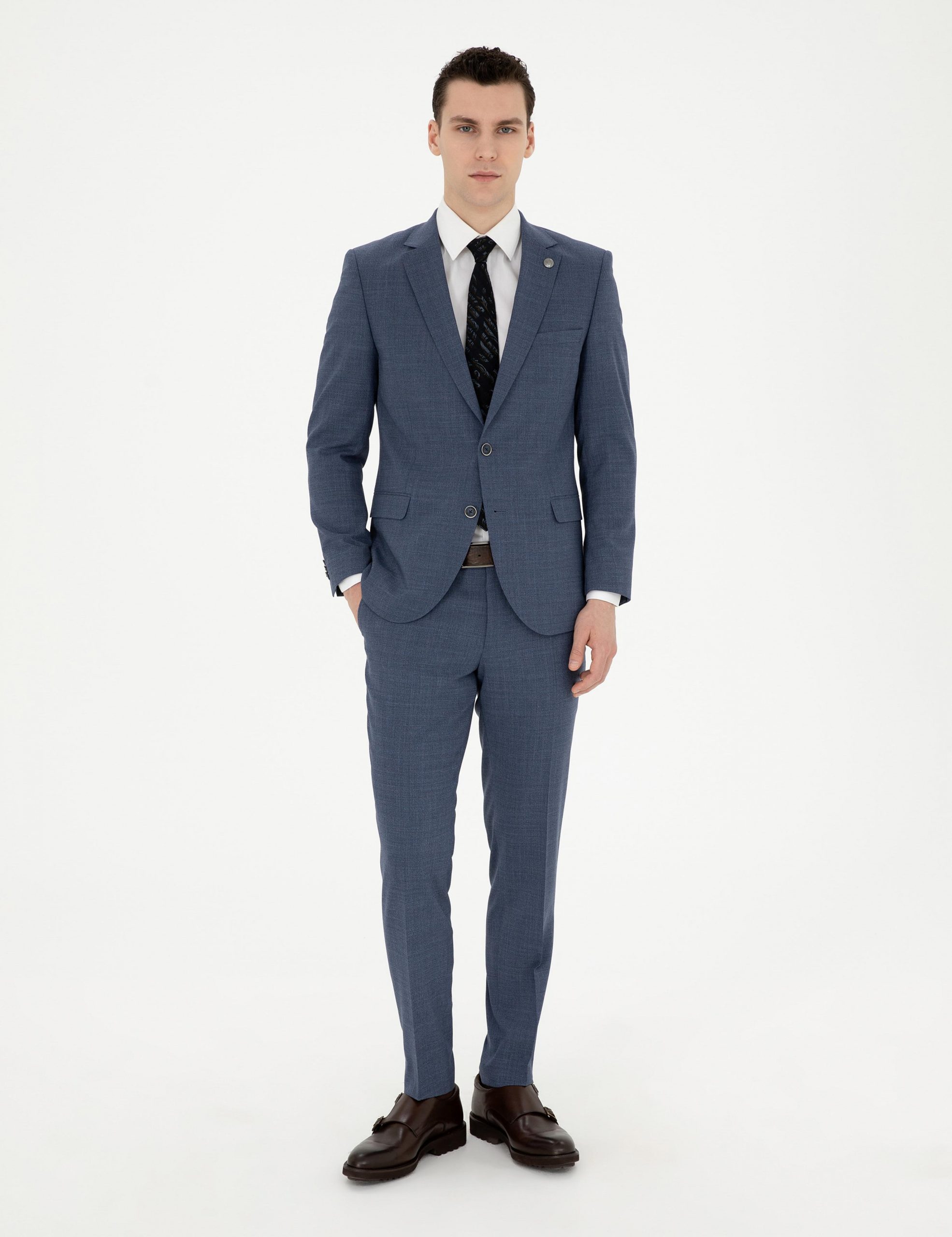 کت و شلوار مردانه آبی تیره پیرکاردین - فروشگاه لباس شهرمون