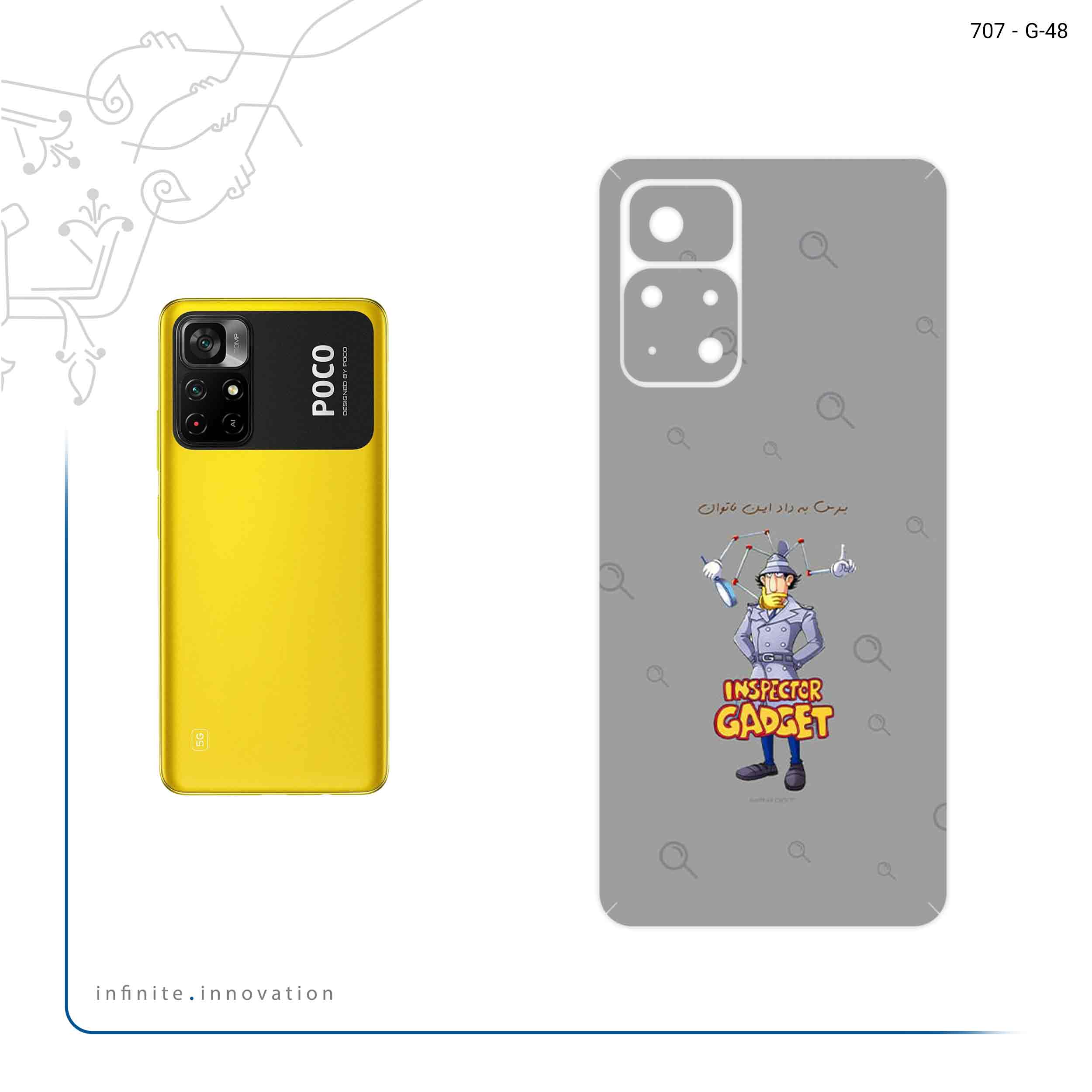 برچسب پوششی ماهوت مدل Inspector Gadget مناسب برای گوشی موبایل شیائومی Poco M4 Pro 5G
