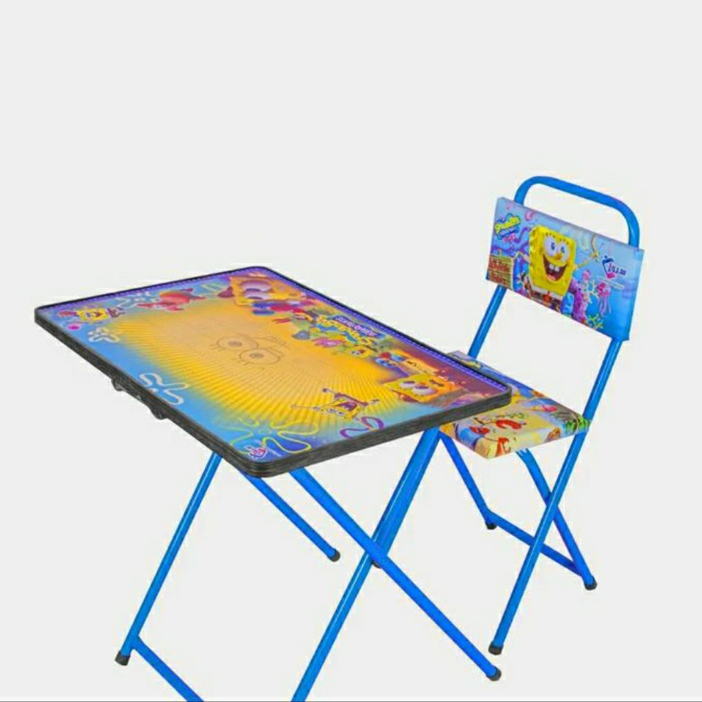 میز تحریر بدون باکس  طرح باب اسفنجی با چاپ یووی اکلیلی برجسته    (با کارتون شکیل مخصوص میز و صندلی)