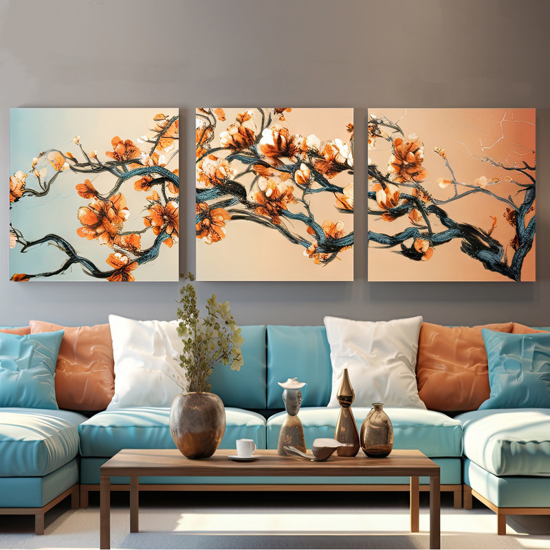 تابلو شاسی دنیای قابنقاشی دکوراتیو مدرن گل مدل SH-1523 مجموعه 3 عددی | دنیای قاب