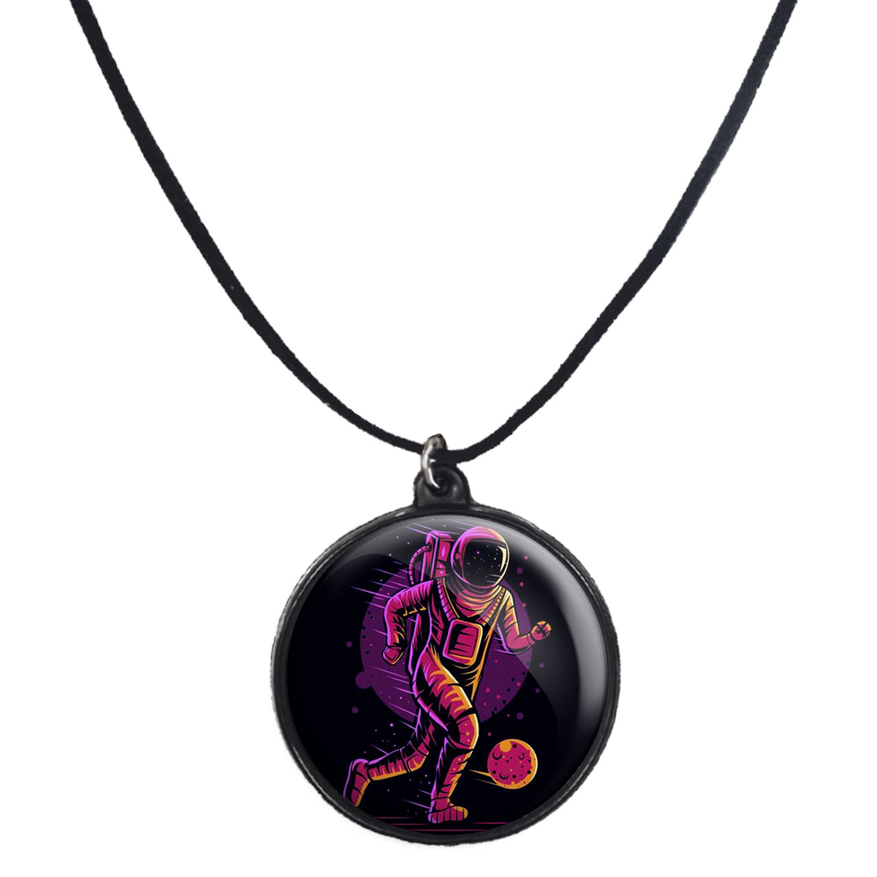 گردنبند پرمانه طرح فضانورد کد pmb.10334 مدل دو طرفه