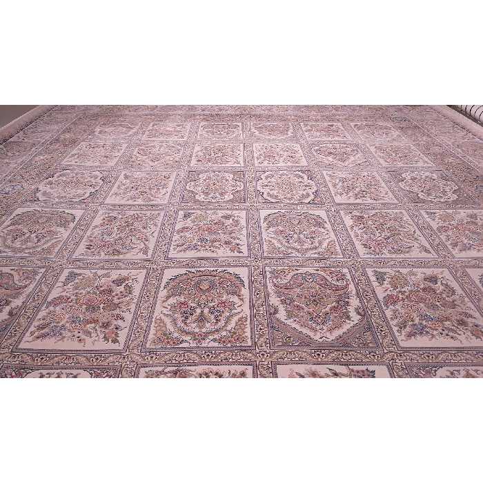 فرش ماشینی زمرد مشهد مدل 50002 زمینه کرم