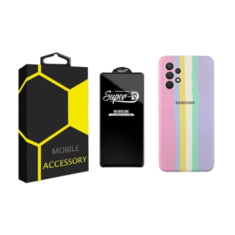 کاور مدل Rainbow مناسب برای گوشی موبایل سامسونگ Galaxy A13 4G به همراه محافظ صفحه نمایش 