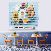  پرده زبرا زیو طرح صبحانه کد B2 سایز 150x150 سانتی متر