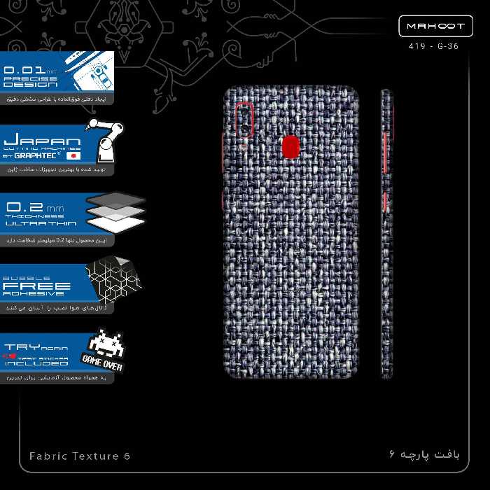 برچسب پوششی ماهوت مدل Fabric Texture 6-FullSkin مناسب برای گوشی موبایل سامسونگ Galaxy A20