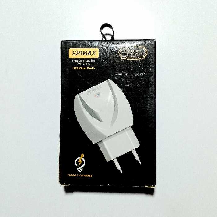 کله شارژر(کلگی، آداپتور) دو پورت Epimax مدل EU-16 با قابلیت smart charge