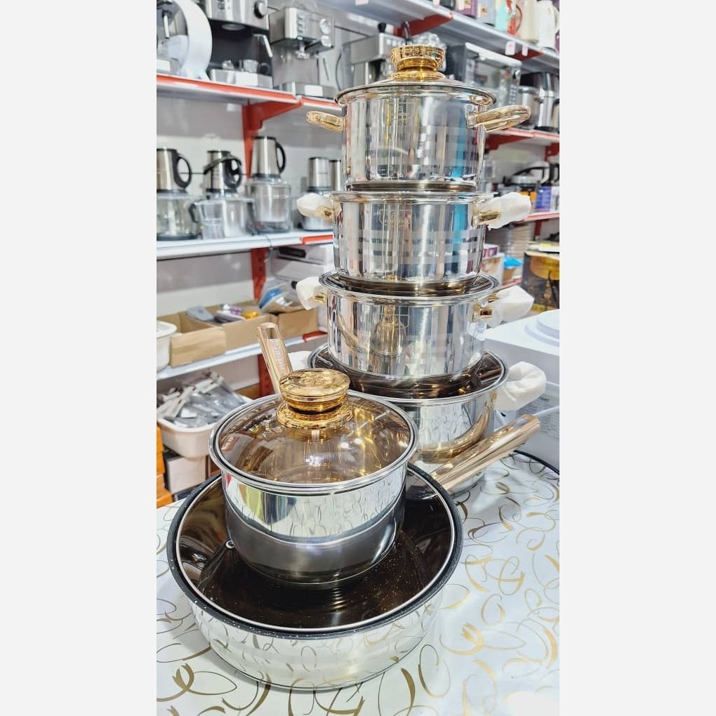 سرویس قابلمه استیل کرکماز حک شوده  12پارچ 