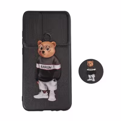 کاور طرح خرس کد 876 مناسب برای گوشی موبایل شیائومی Redmi Note 8 به همراه پاپ سوکت