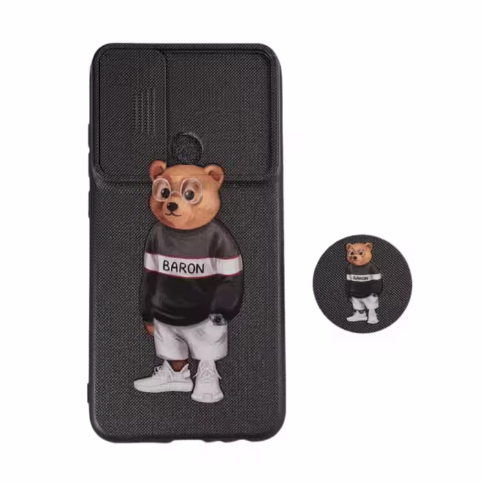 کاور طرح خرس کد 876 مناسب برای گوشی موبایل شیائومی Redmi Note 8 به همراه پاپ سوکت