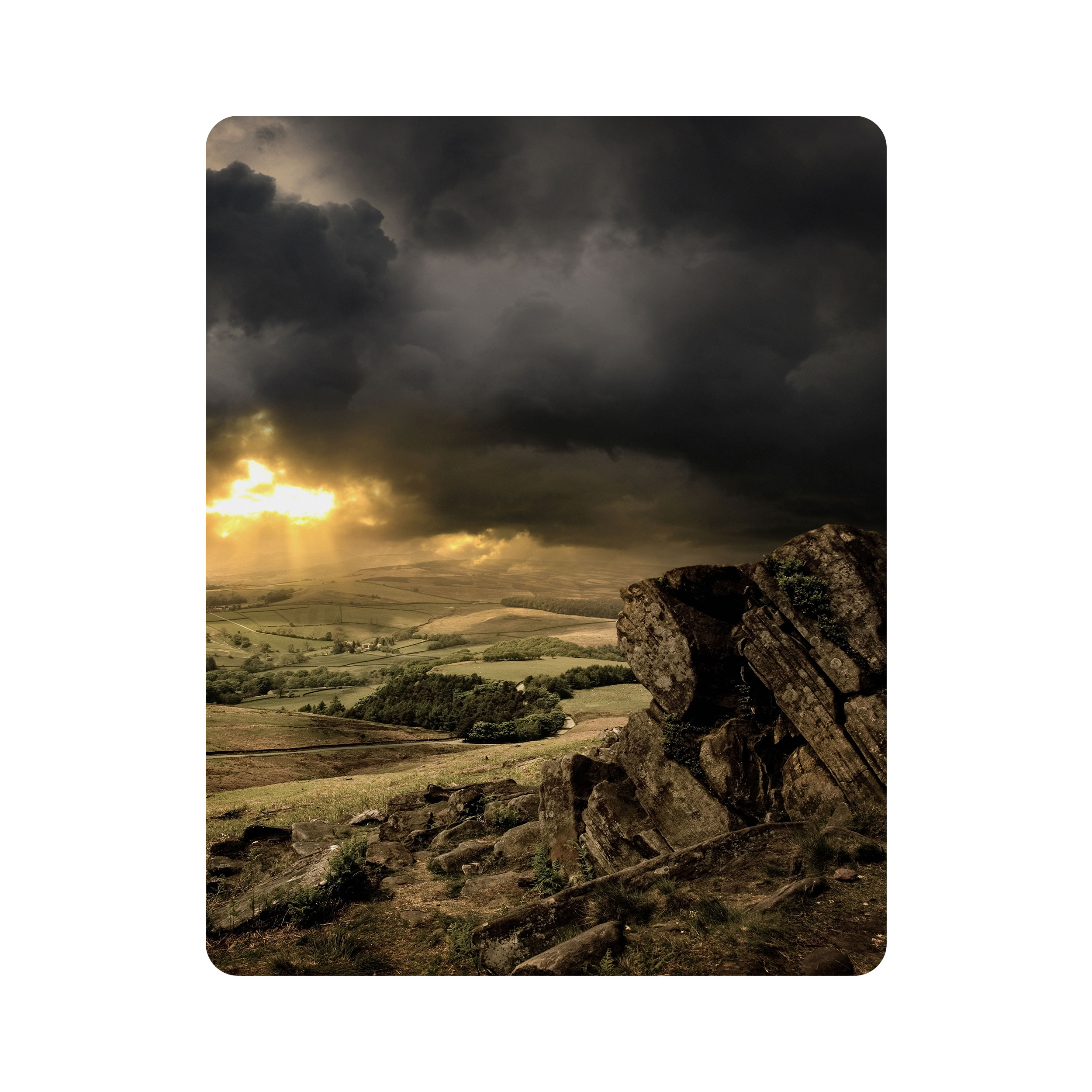 ماوس پد اطلس آبی طرح طبیعت و صخره و ابر  مدل T6863