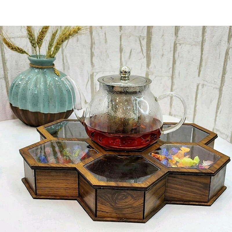 تی بگ چوبی تی بگ پذیرایی 6ضلعی 