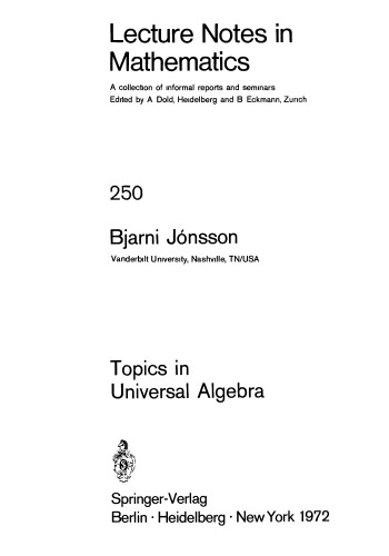 خرید و دانلود نسخه کامل کتاب Topics in Universal Algebra