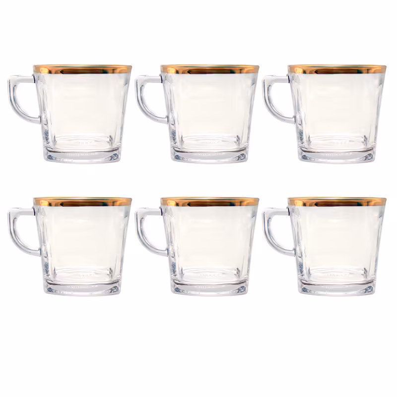 فنجان پاشاباغچه مدل کار لب طلایی کد 55979 بسته شش عددی 