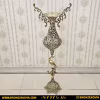 گلدان ایستاده کنار سالنی برنز مدل نیلوفر پایه درنا کد 1715