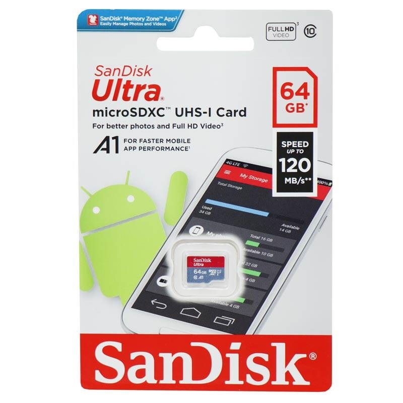 رم میکرو 64 گیگ سن دیسک SanDisk Ultra U1 A1 C10 120MB/s